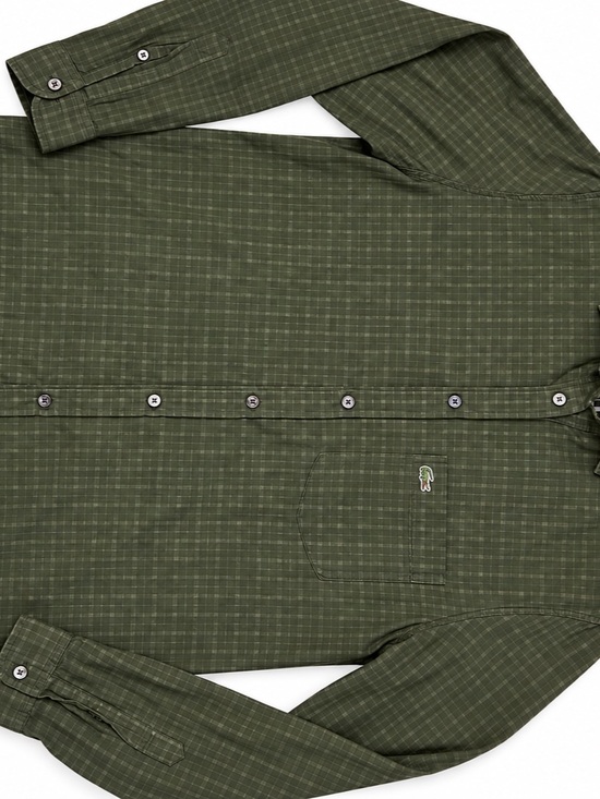 Lacoste Other - Lacoste Men’s Olive Green Plaid Button-Up Shirt – Size Large